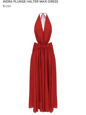 Zimmermann Red Plunge Halter Maxi Dress